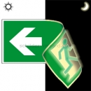 Rettungszeichen: Rettungsweg links/rechts doppelseitig nach ISO 7010 (E 001+E 002), ISO 3864, ISO 16069