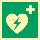 Rettungszeichen: Defibrillator nach ISO 7010 (E 010)