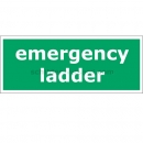 Rettungszeichen mit Text: Emergency ladder / Notleiter