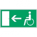 Rettungszeichen: Rettungsweg links für Rollstuhlfahrer
