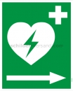 Rettungszeichen: Defibrillator Pfeil rechts (BGV A8  VBG 125)