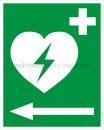 Rettungszeichen nach BGV A8 (VBG 125): Defibrillator Pfeil links (BGV A8  VBG 125)